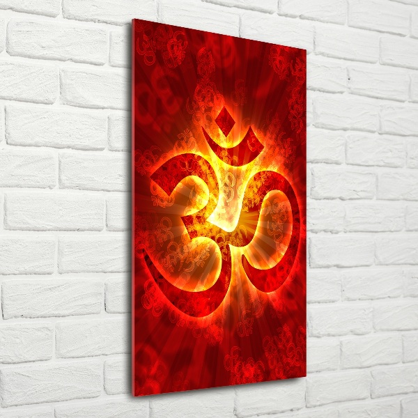 Wall art on glass The burning sign of the OM