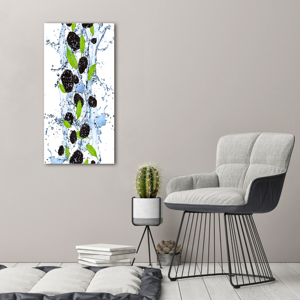 Wall art on glass Blackberries and water