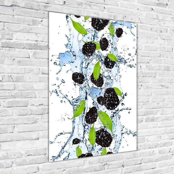 Wall art on glass Blackberries and water