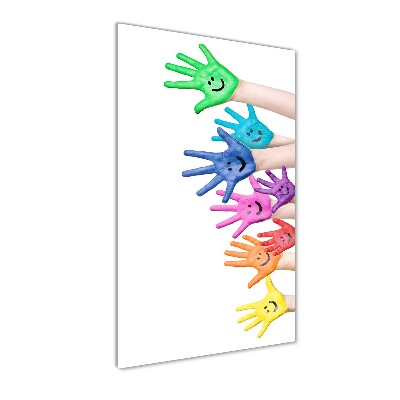 Wall art on glass Painted hands