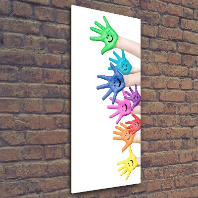 Wall art on glass Painted hands