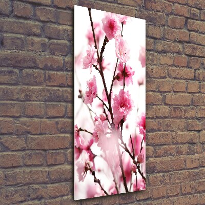 Print on a a glass Plum flowers