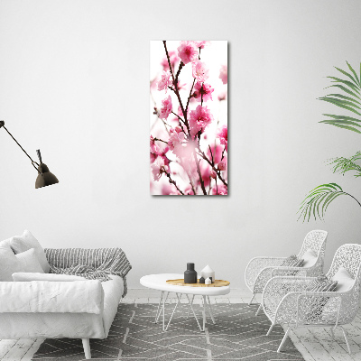 Print on a a glass Plum flowers