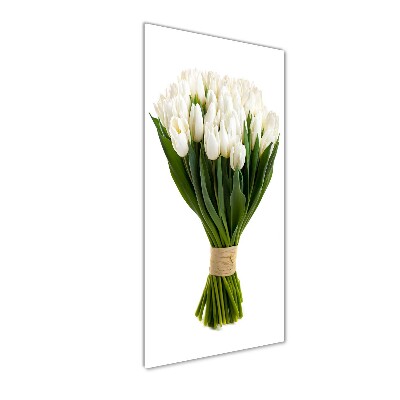 Print on a a glass White tulips