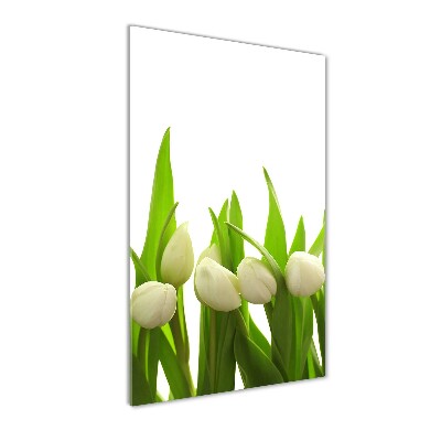 Print on a a glass White tulips