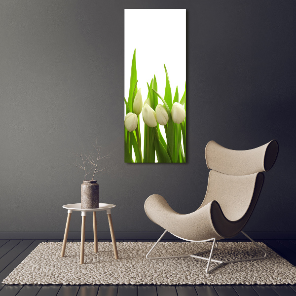 Print on a a glass White tulips