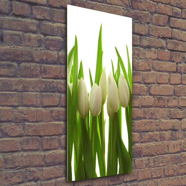 Glass art picture White tulips