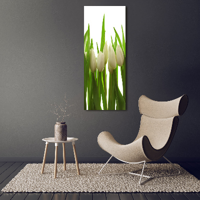 Glass art picture White tulips