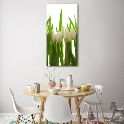 Glass art picture White tulips