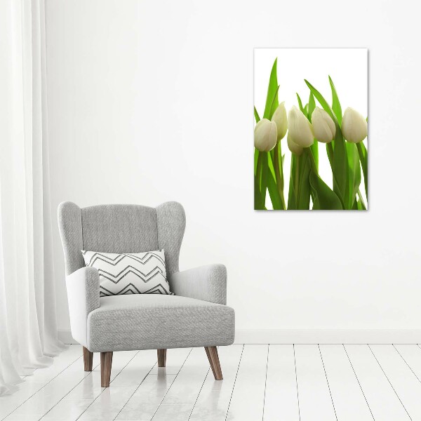 Glass art picture White tulips