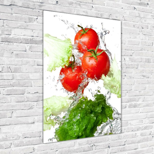 Wall art on glass Tomatoes and lettuce