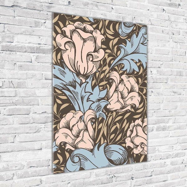 Print on a a glass Flowers and leaves