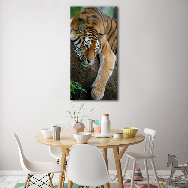 Print on a a glass Tiger on a tree