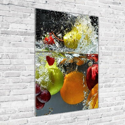 Glass art picture Fruit underwater