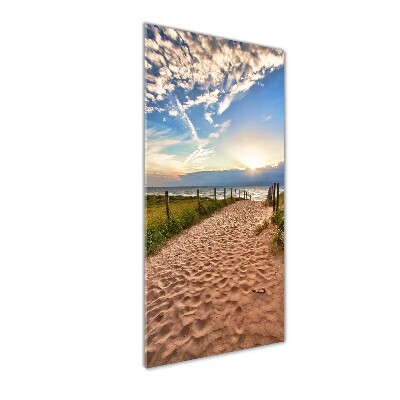 Printed glass wall art Path to the beach