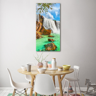 Printed glass wall art Waterfall