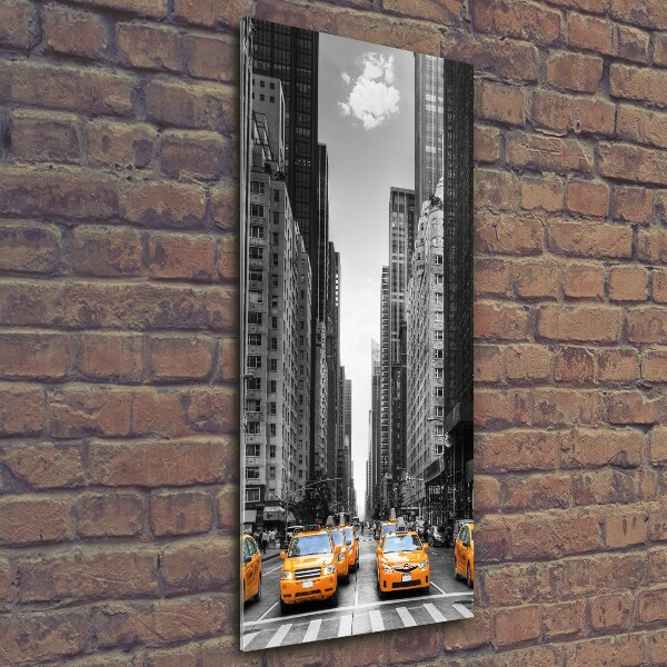 Wall art on glass New York taxis