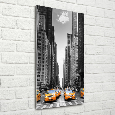 Wall art on glass New York taxis