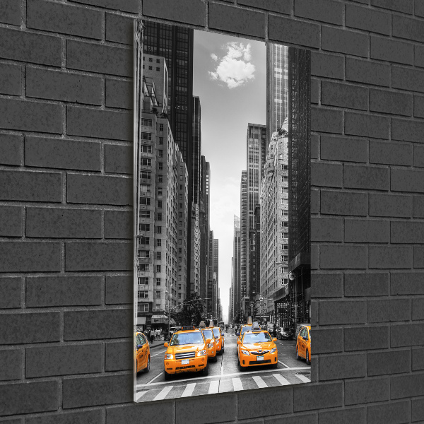 Wall art on glass New York taxis