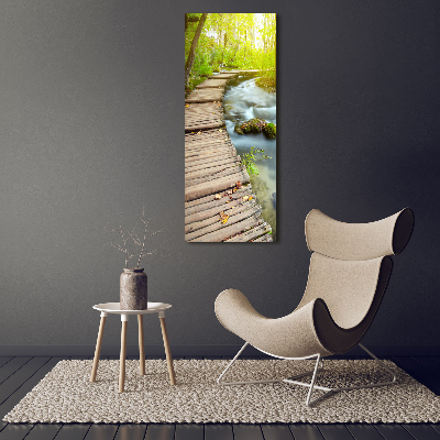 Glass wall art Path in the forest