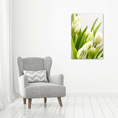 Glass picture wall art White tulips