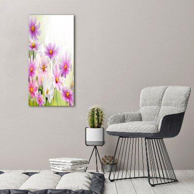 Printed glass wall art Field flowers