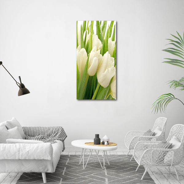 Photo printed on glass White tulips