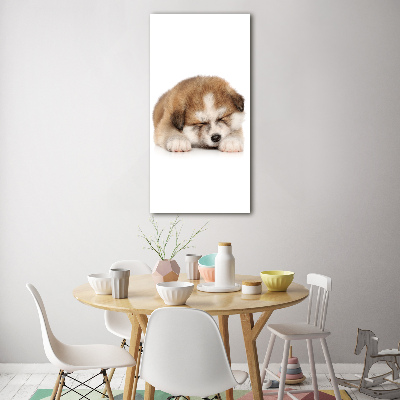 Glass art picture Akita puppy