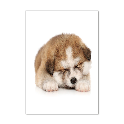 Glass art picture Akita puppy