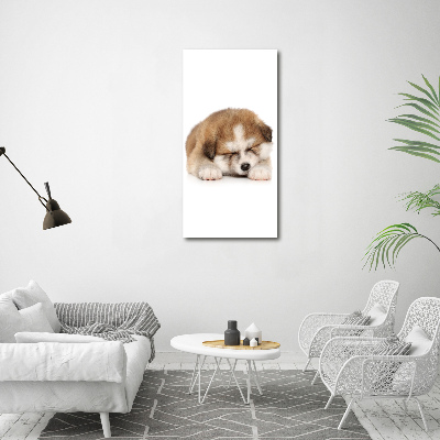 Glass art picture Akita puppy