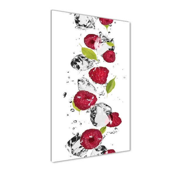 Glass wall art Raspberry and water