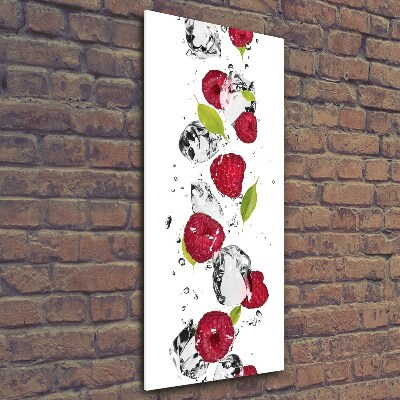 Glass wall art Raspberry and water