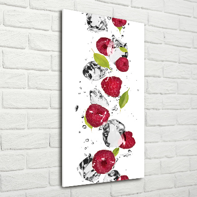 Glass wall art Raspberry and water