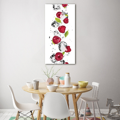 Glass wall art Raspberry and water