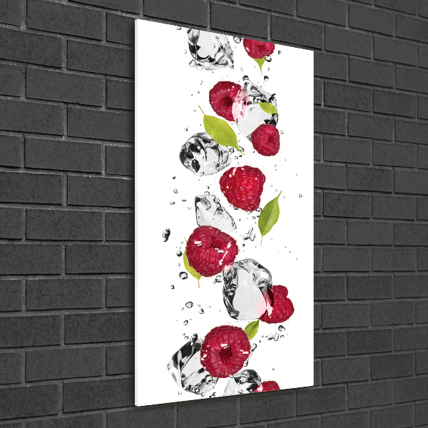 Glass wall art Raspberry and water