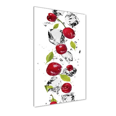 Print on a a glass Cherries and water