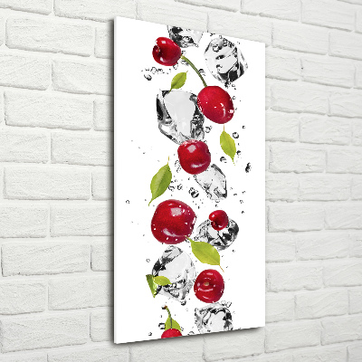 Print on a a glass Cherries and water