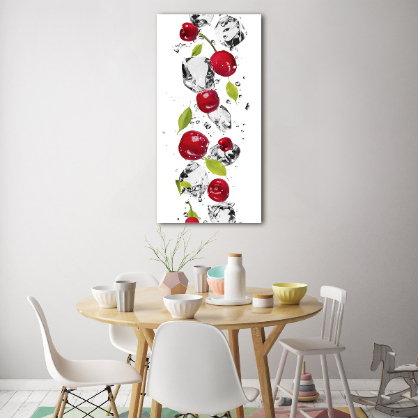 Print on a a glass Cherries and water