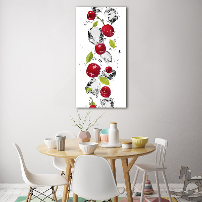 Print on a a glass Cherries and water