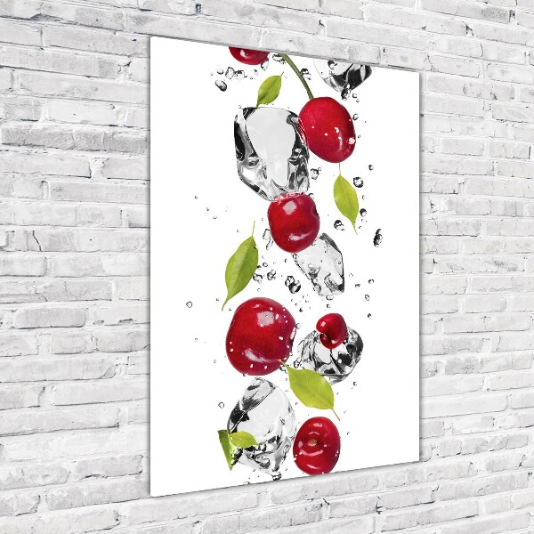 Print on a a glass Cherries and water