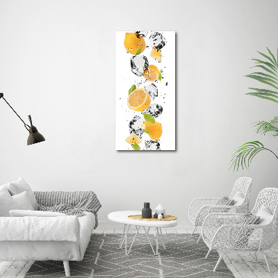 Glass wall art Lemons and water