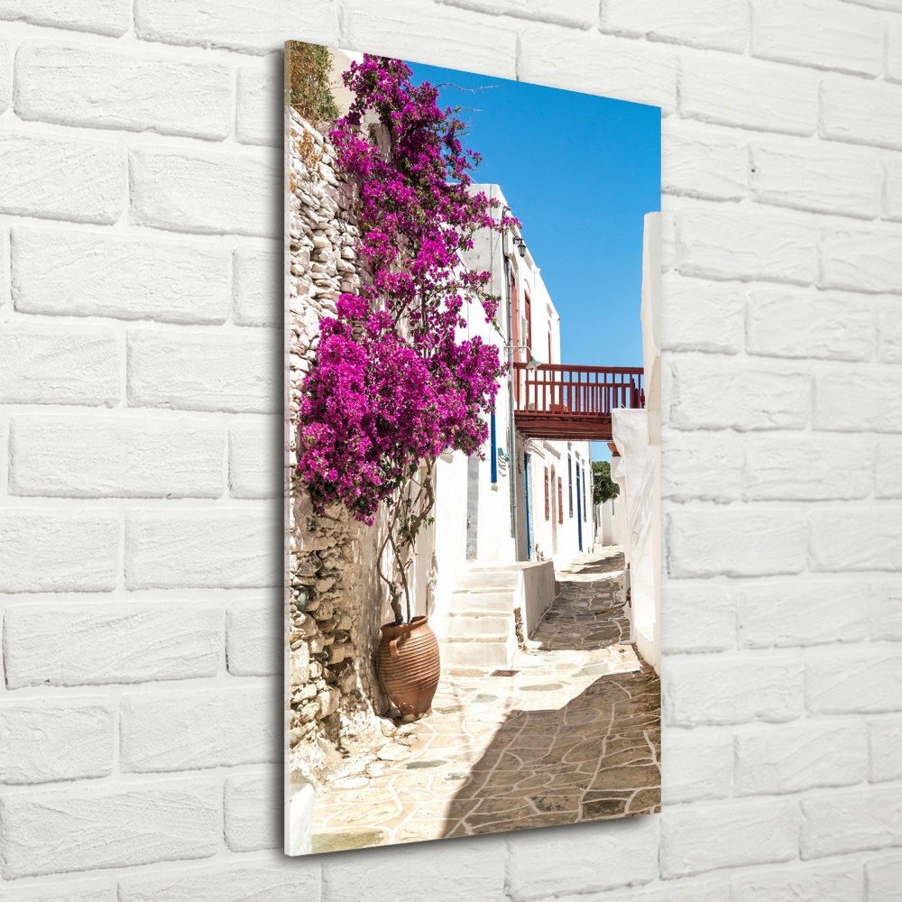 Glass art picture Greek streets