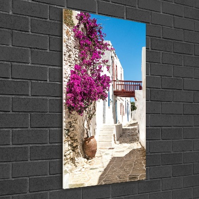 Glass art picture Greek streets