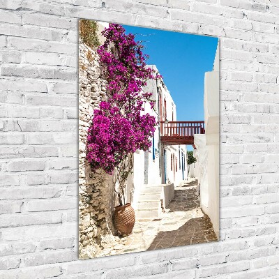 Glass art picture Greek streets