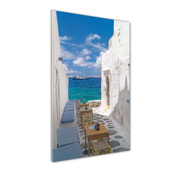 Glass art picture Greek streets