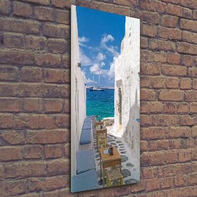 Glass art picture Greek streets