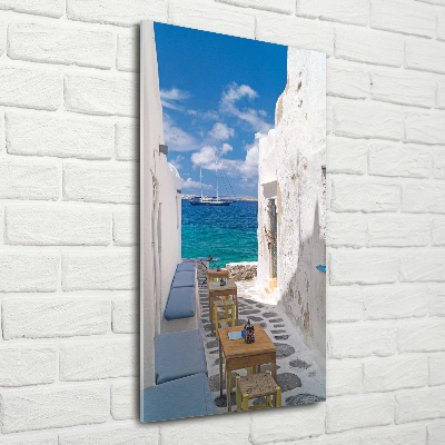 Glass art picture Greek streets