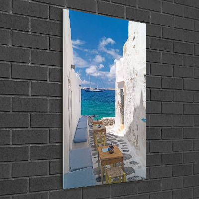 Glass art picture Greek streets