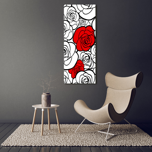 Wall art on glass Roses