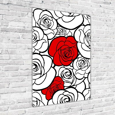 Wall art on glass Roses